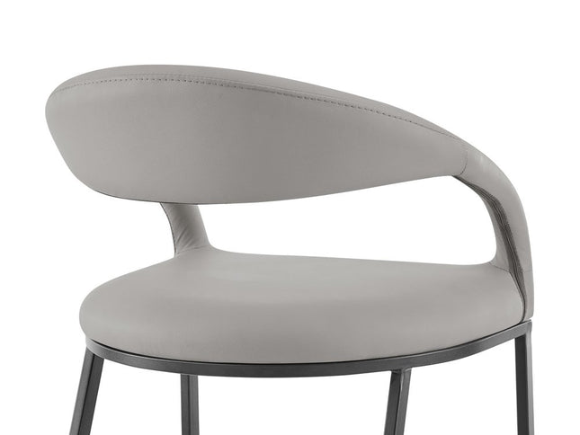 30" Light Gray and Black Faux Leather and Iron Low Back Bar Height Bar Chair