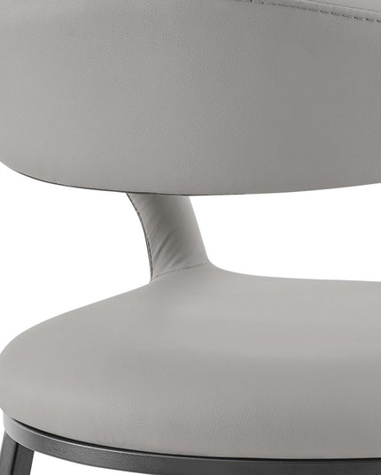 30" Light Gray and Black Faux Leather and Iron Low Back Bar Height Bar Chair