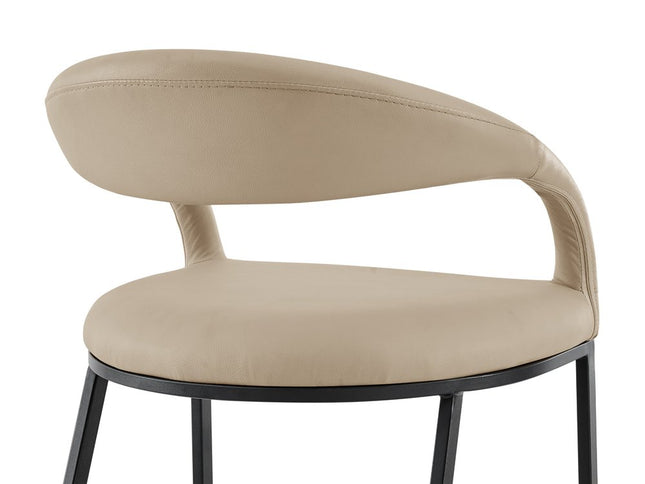 26" Beige and Black Faux Leather and Iron Low Back Counter Height Bar Chair