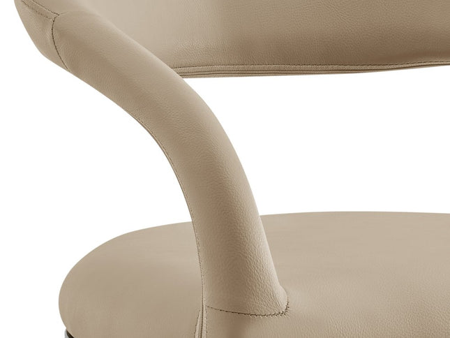 30" Beige and Black Faux Leather and Iron Low Back Bar Height Bar Chair