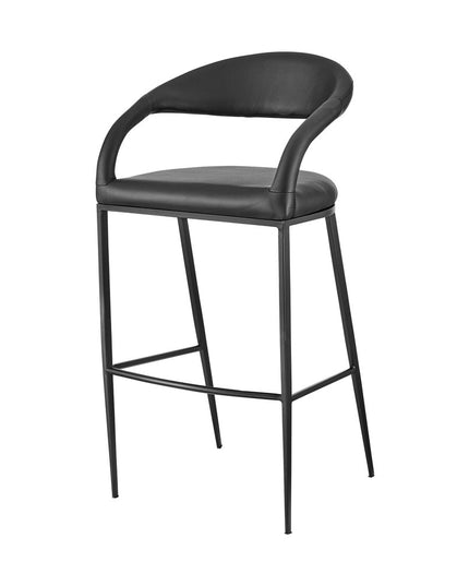 26" Black Faux Leather and Iron Low Back Counter Height Bar Chair