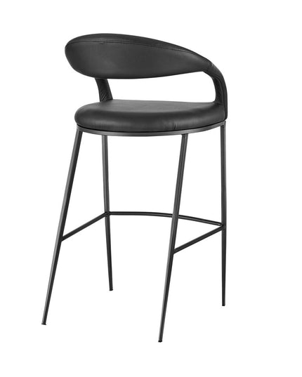 26" Black Faux Leather and Iron Low Back Counter Height Bar Chair