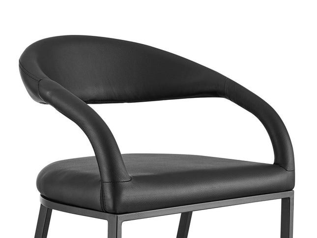 26" Black Faux Leather and Iron Low Back Counter Height Bar Chair