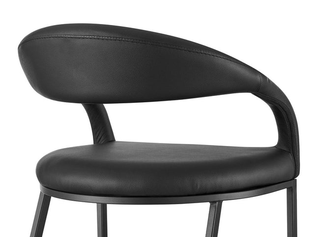 26" Black Faux Leather and Iron Low Back Counter Height Bar Chair