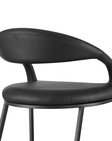 26" Black Faux Leather and Iron Low Back Counter Height Bar Chair