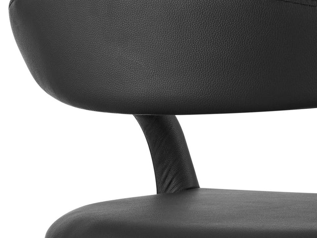 26" Black Faux Leather and Iron Low Back Counter Height Bar Chair