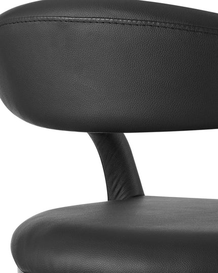 26" Black Faux Leather and Iron Low Back Counter Height Bar Chair