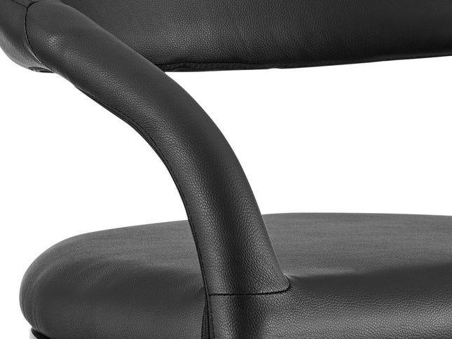 30" Black Faux Leather and Iron Low Back Bar Height Bar Chair