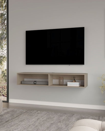 59" Beige Floating Mount TV Stand