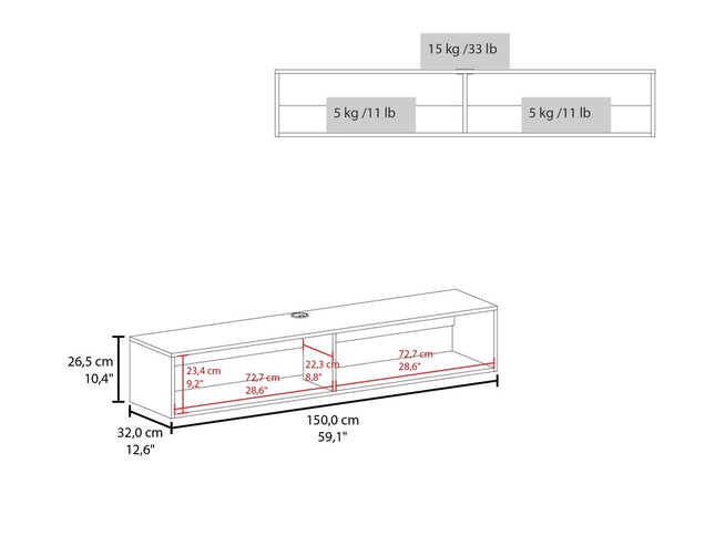 59" Beige Floating Mount TV Stand