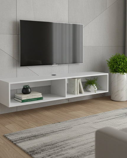 59" White Floating Mount TV Stand