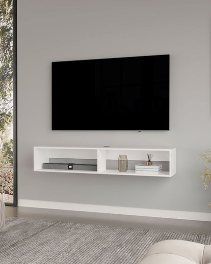 59" White Floating Mount TV Stand