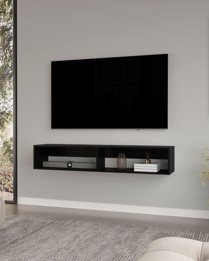 59" Black Floating Mount TV Stand