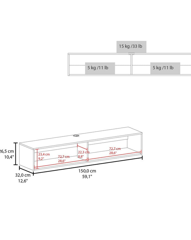 59" Black Floating Mount TV Stand