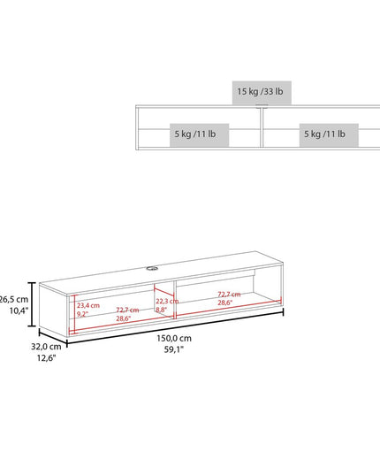 59" Black Floating Mount TV Stand