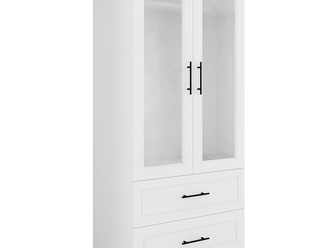 71" Clear And White Wood Two Door Two Drawer Combo Dresser