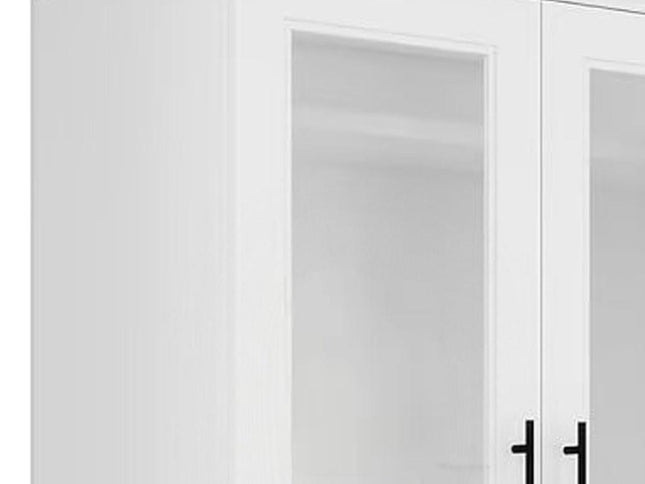 71" Clear And White Wood Two Door Two Drawer Combo Dresser