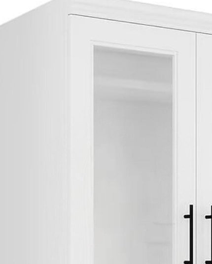 71" Clear And White Wood Two Door Two Drawer Combo Dresser