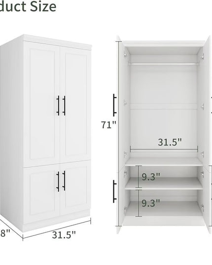 71" White Four Door Combo Dresser