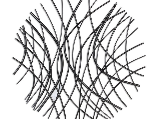 30" X 30" Black Metal Circle Abstract Hanging Dimensional Sculpture