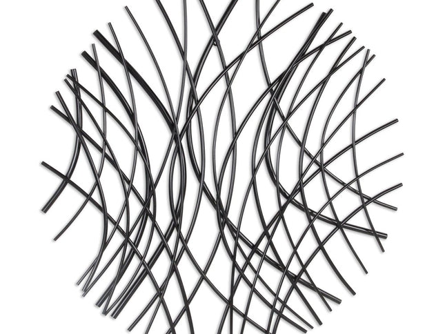 30" X 30" Black Metal Circle Abstract Hanging Dimensional Sculpture