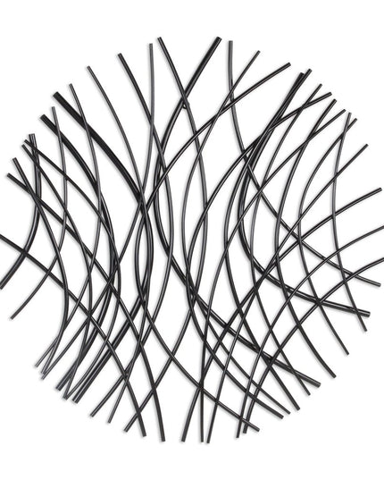 30" X 30" Black Metal Circle Abstract Hanging Dimensional Sculpture