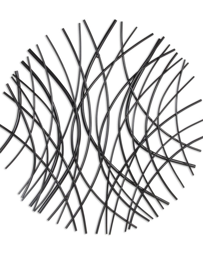 30" X 30" Black Metal Circle Abstract Hanging Dimensional Sculpture