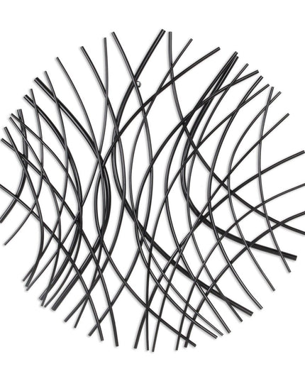 30" X 30" Black Metal Circle Abstract Hanging Dimensional Sculpture