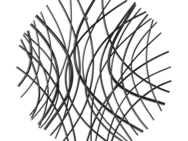 30" X 30" Black Metal Circle Abstract Hanging Dimensional Sculpture