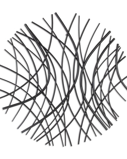 30" X 30" Black Metal Circle Abstract Hanging Dimensional Sculpture