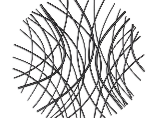 30" X 30" Black Metal Circle Abstract Hanging Dimensional Sculpture