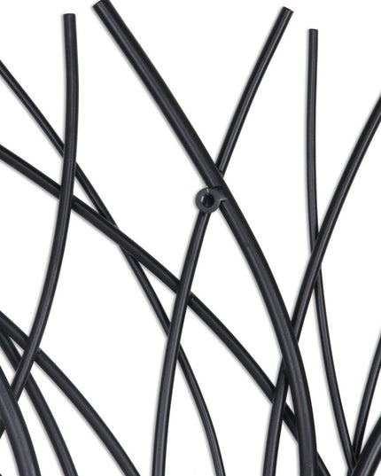 30" X 30" Black Metal Circle Abstract Hanging Dimensional Sculpture