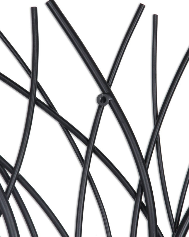 30" X 30" Black Metal Circle Abstract Hanging Dimensional Sculpture