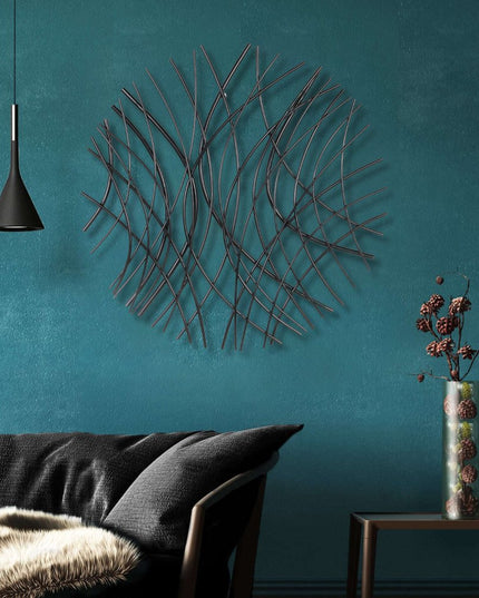 30" X 30" Black Metal Circle Abstract Hanging Dimensional Sculpture