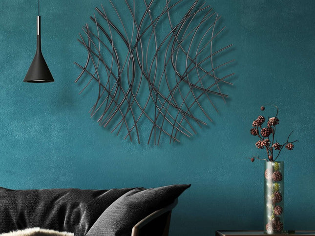 30" X 30" Black Metal Circle Abstract Hanging Dimensional Sculpture