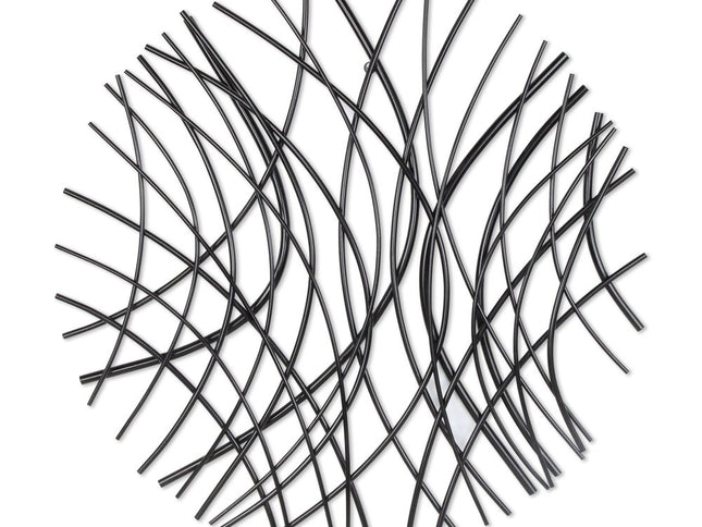 30" X 30" Black Metal Circle Abstract Hanging Dimensional Sculpture