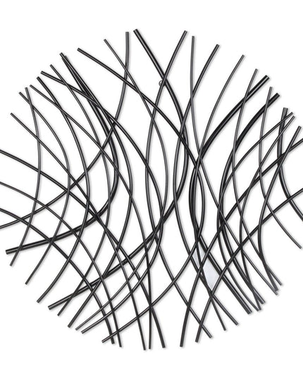 30" X 30" Black Metal Circle Abstract Hanging Dimensional Sculpture