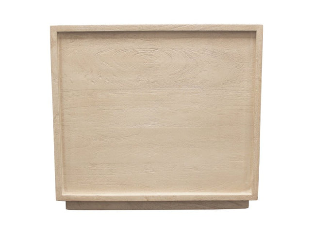 24" Natural Solid Wood Ribbed Texture Three Drawer Nightstand