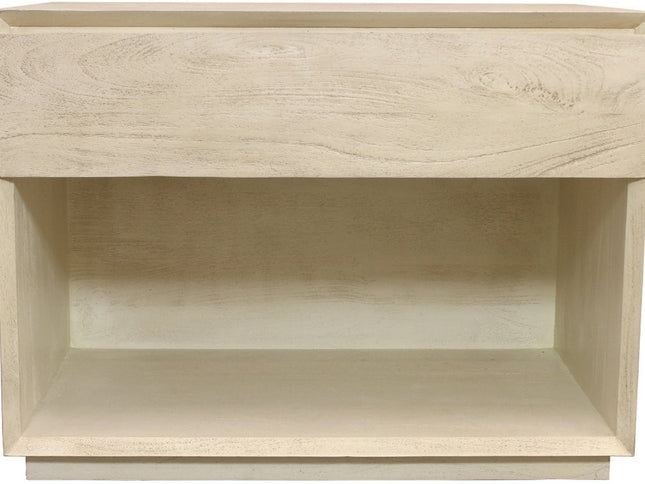 24" Natural Solid Wood Ribbed Texture One Drawer Nightstand