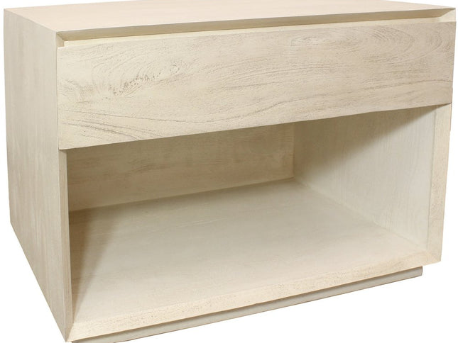 24" Natural Solid Wood Ribbed Texture One Drawer Nightstand