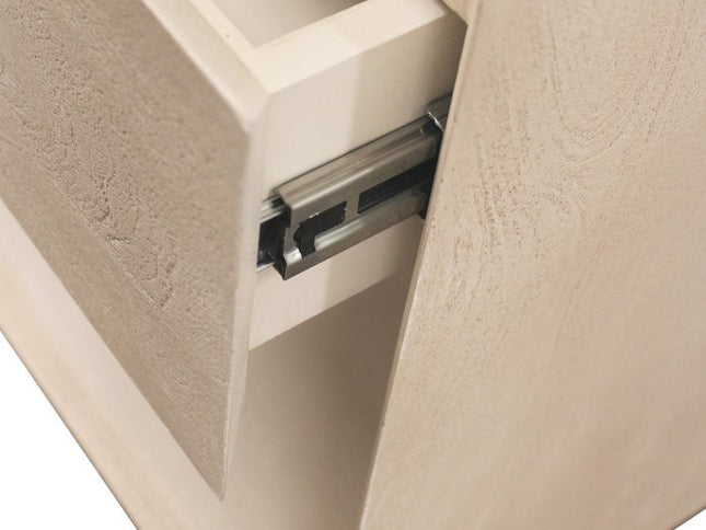 24" Natural Solid Wood Ribbed Texture One Drawer Nightstand