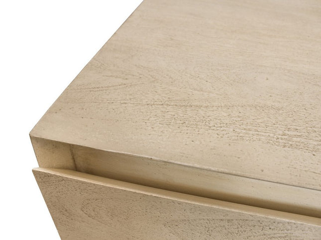 24" Natural Solid Wood Ribbed Texture One Drawer Nightstand