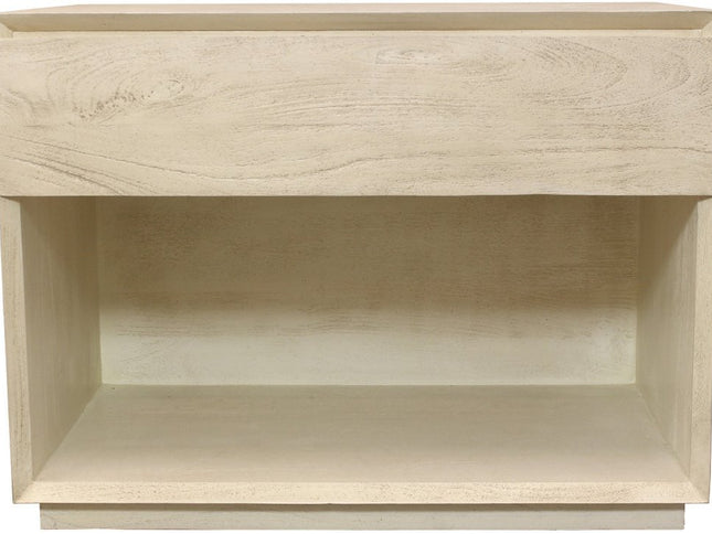 24" Natural Solid Wood Ribbed Texture One Drawer Nightstand