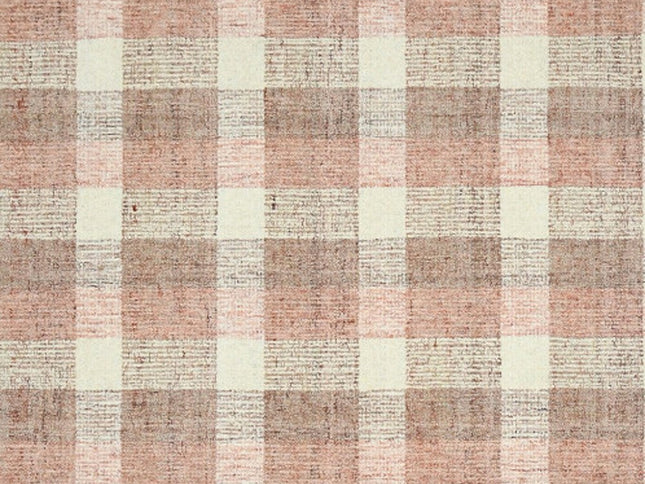 9' X 13' Pink And Ivory Wool Plaid Hand Tufted Area Rug