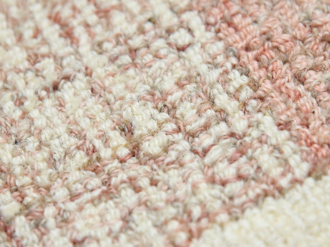 9' X 13' Pink And Ivory Wool Plaid Hand Tufted Area Rug