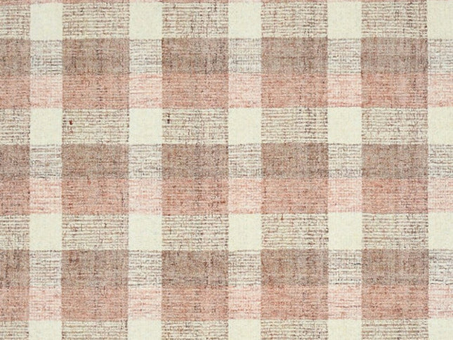 9' X 13' Pink And Ivory Wool Plaid Hand Tufted Area Rug