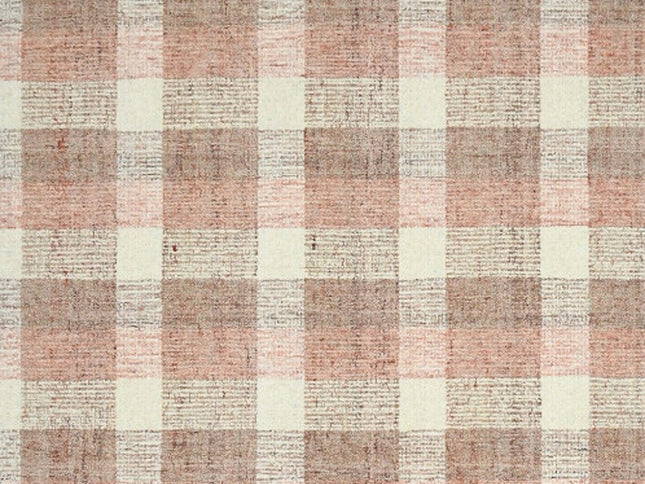 9' X 13' Pink And Ivory Wool Plaid Hand Tufted Area Rug