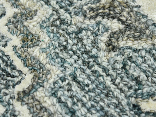 9' X 13' Sky Blue Gray And Ivory Wool Oriental Hand Tufted Area Rug