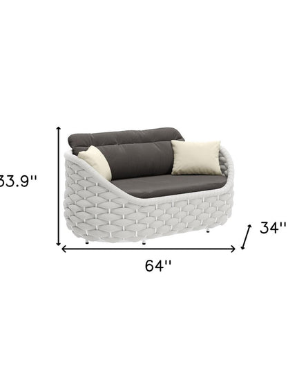 64" Gray Polypropylene Olefin Sofa
