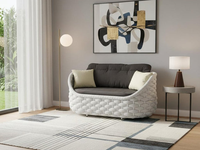 64" Gray Polypropylene Olefin Sofa